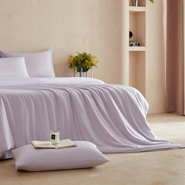 91家纺网 家纺一手货源 找家纺 轩和家居 2025新款天竹60支竹浆纤维A类婴幼儿级别天然抗菌抑菌四件套 淡紫