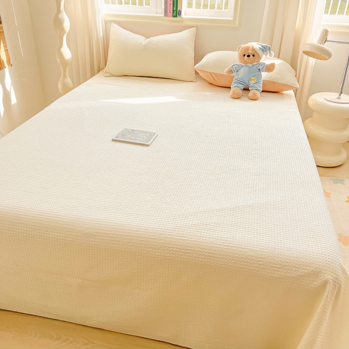 91家纺网 家纺一手货源 找家纺 梦斋家纺2025新款华芙格床单单品单床单床单单件 奶黄