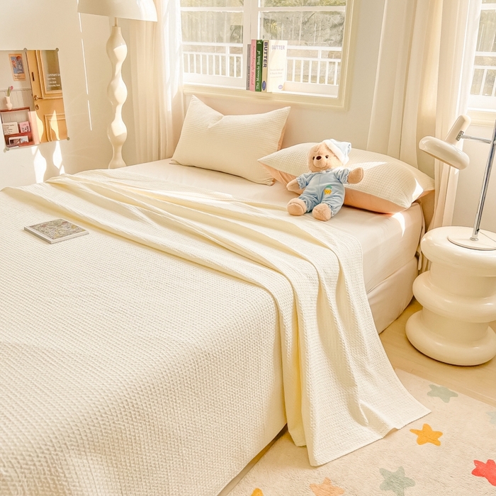 91家纺网 家纺一手货源 找家纺 梦斋家纺2025新款华芙格床单单品单床单床单单件 奶黄