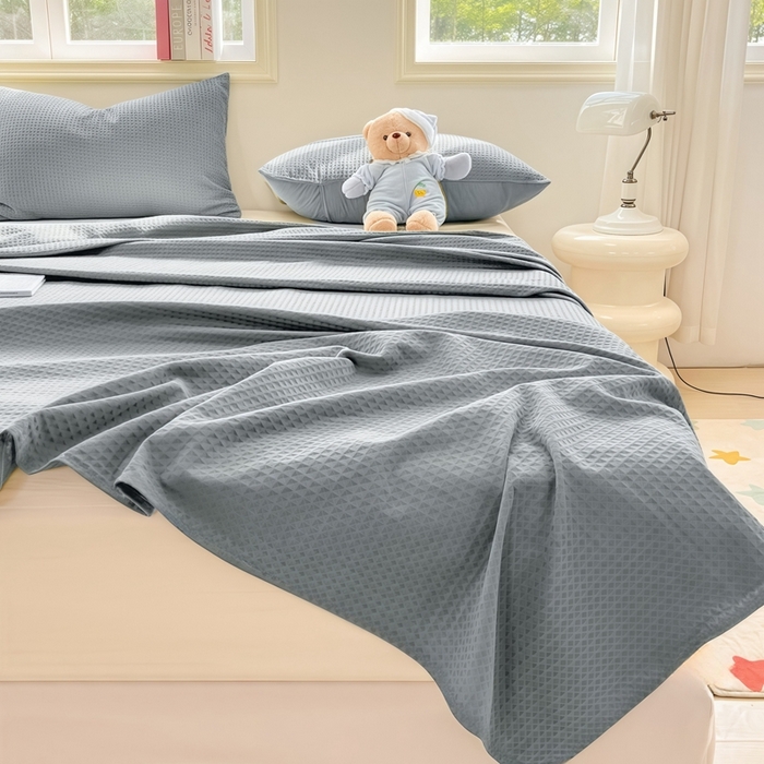 91家纺网 家纺一手货源 找家纺 梦斋家纺2025新款华芙格床单单品单床单床单单件 浅灰