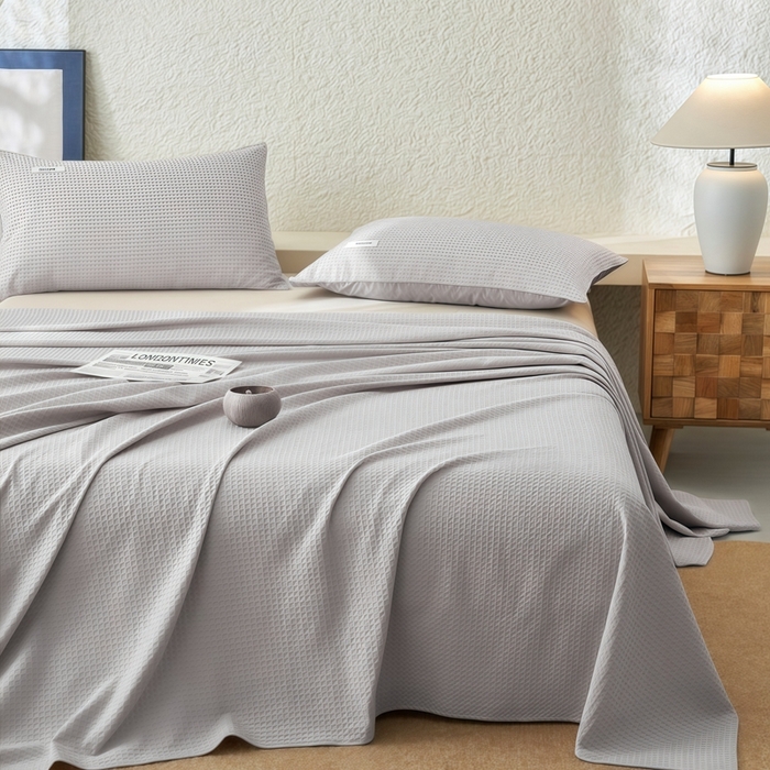 91家纺网 家纺一手货源 找家纺 梦斋家纺2025新款华芙格床单单品单床单床单单件 浅卡其