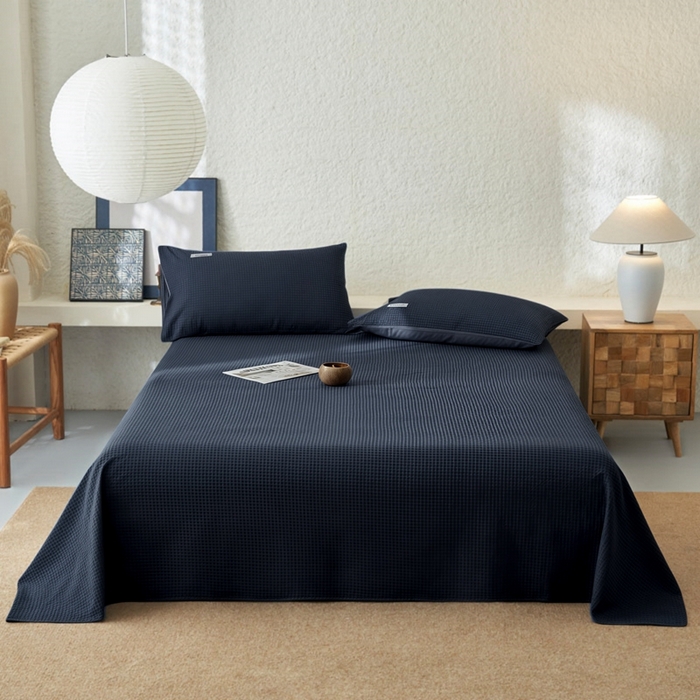 91家纺网 家纺一手货源 找家纺 梦斋家纺2025新款华芙格床单单品单床单床单单件 深宝蓝