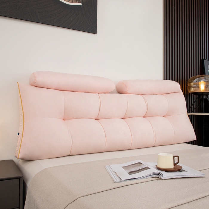 91家纺网 家纺一手货源 找家纺 （总）沐沐家纺 2026新款纯色磨毛布三角靠垫带头枕款