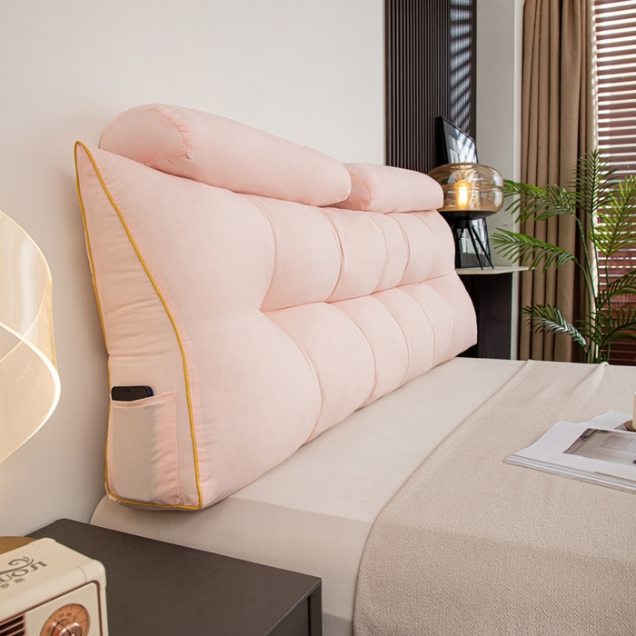 91家纺网 家纺一手货源 找家纺 （总）沐沐家纺 2026新款纯色磨毛布三角靠垫带头枕款