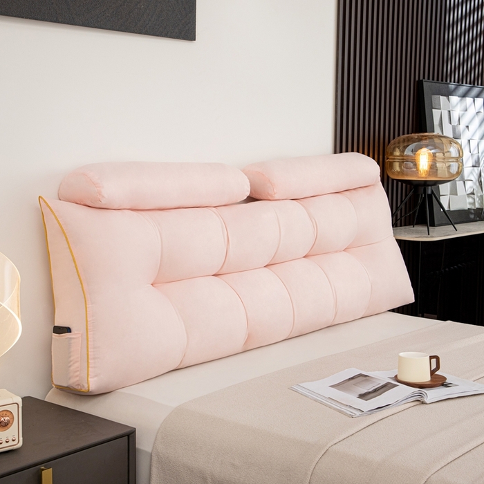 91家纺网 家纺一手货源 找家纺 沐沐家纺 2026新款纯色磨毛布三角靠垫带头枕款 果粉