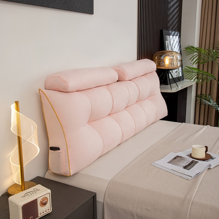 91家纺网 家纺一手货源 找家纺 沐沐家纺 2026新款纯色磨毛布三角靠垫带头枕款 果粉