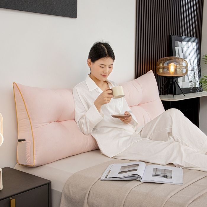 91家纺网 家纺一手货源 找家纺 （总）沐沐家纺 2026新款纯色磨毛布三角靠垫不带头枕款