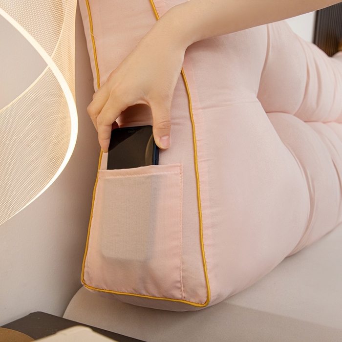 91家纺网 家纺一手货源 找家纺 沐沐家纺 2026新款纯色磨毛布三角靠垫不带头枕款 果粉