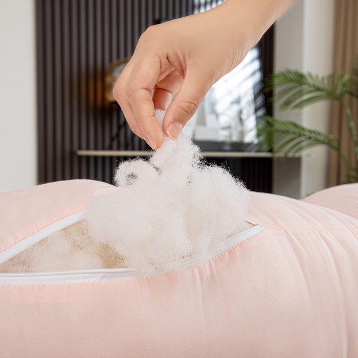 91家纺网 家纺一手货源 找家纺 沐沐家纺 2026新款纯色磨毛布三角靠垫不带头枕款 果粉