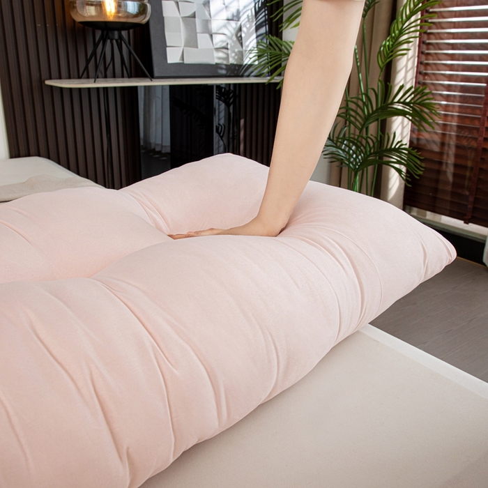 91家纺网 家纺一手货源 找家纺 沐沐家纺 2026新款纯色磨毛布三角靠垫不带头枕款 果粉