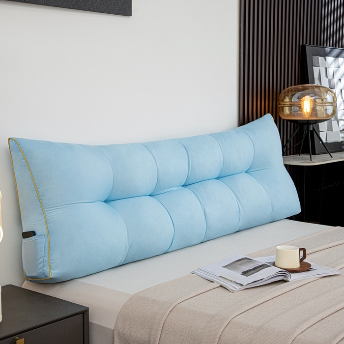 91家纺网 家纺一手货源 找家纺 沐沐家纺 2026新款纯色磨毛布三角靠垫不带头枕款 蓝色