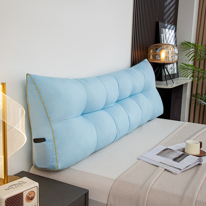 91家纺网 家纺一手货源 找家纺 沐沐家纺 2026新款纯色磨毛布三角靠垫不带头枕款 蓝色