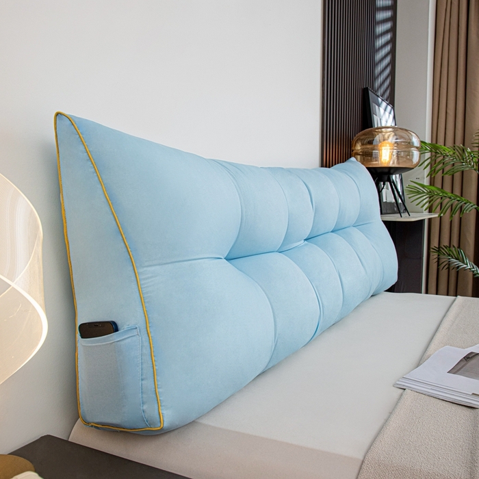 91家纺网 家纺一手货源 找家纺 沐沐家纺 2026新款纯色磨毛布三角靠垫不带头枕款 蓝色