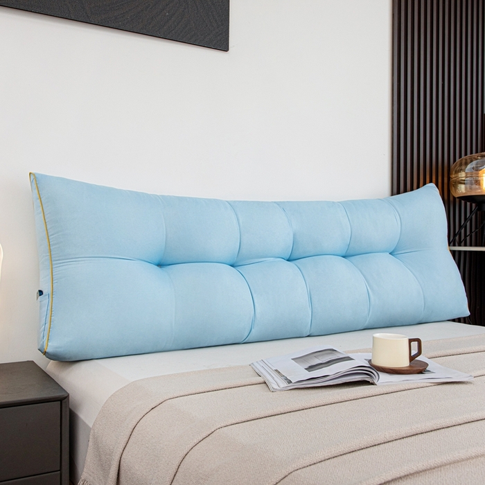 91家纺网 家纺一手货源 找家纺 沐沐家纺 2026新款纯色磨毛布三角靠垫不带头枕款 蓝色