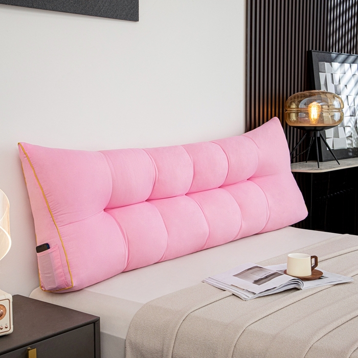 沐沐家纺 2026新款纯色磨毛布三角靠垫不带头枕款 玫粉