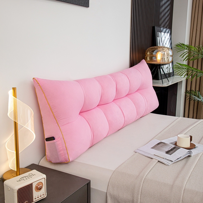 91家纺网 家纺一手货源 找家纺 沐沐家纺 2026新款纯色磨毛布三角靠垫不带头枕款 玫粉