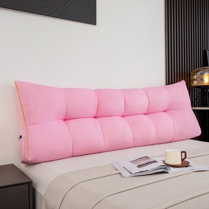 91家纺网 家纺一手货源 找家纺 沐沐家纺 2026新款纯色磨毛布三角靠垫不带头枕款 玫粉