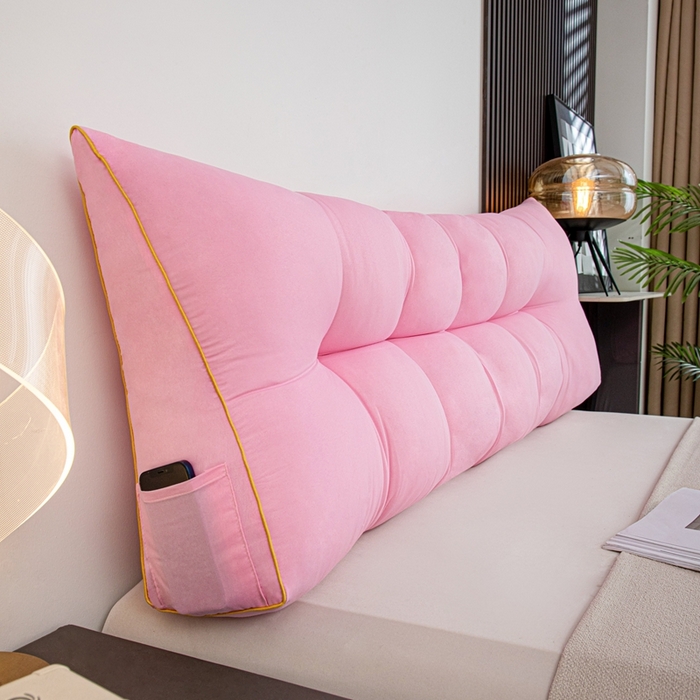 91家纺网 家纺一手货源 找家纺 沐沐家纺 2026新款纯色磨毛布三角靠垫不带头枕款 玫粉