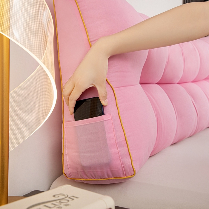 91家纺网 家纺一手货源 找家纺 沐沐家纺 2026新款纯色磨毛布三角靠垫不带头枕款 玫粉