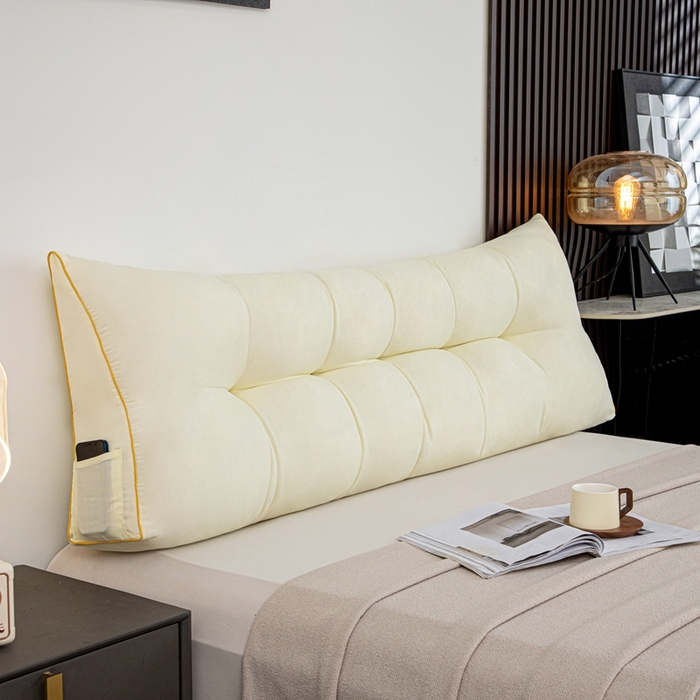 沐沐家纺 2026新款纯色磨毛布三角靠垫不带头枕款 奶白