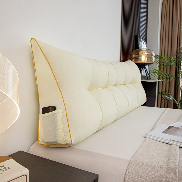 91家纺网 家纺一手货源 找家纺 沐沐家纺 2026新款纯色磨毛布三角靠垫不带头枕款 奶白