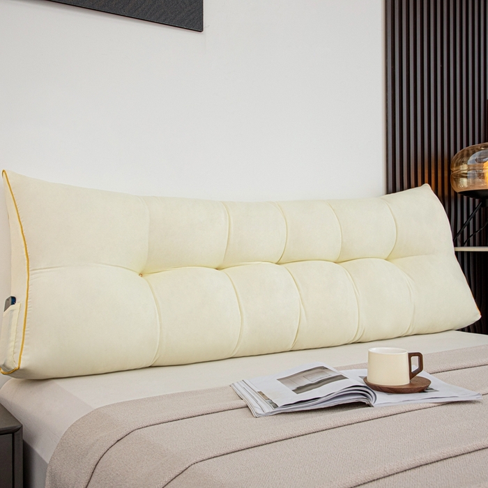 91家纺网 家纺一手货源 找家纺 沐沐家纺 2026新款纯色磨毛布三角靠垫不带头枕款 奶白