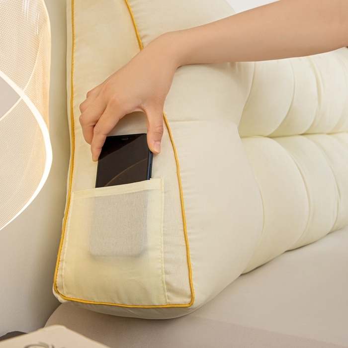 91家纺网 家纺一手货源 找家纺 沐沐家纺 2026新款纯色磨毛布三角靠垫不带头枕款 奶白