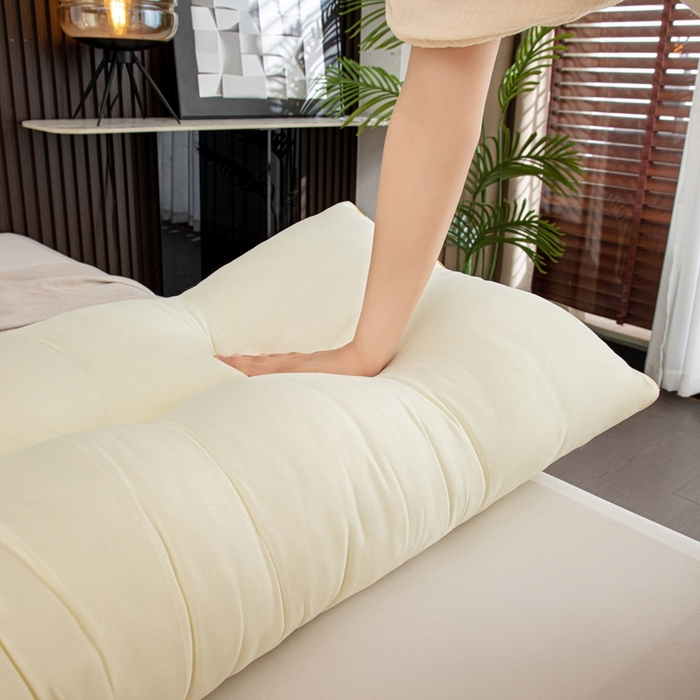 91家纺网 家纺一手货源 找家纺 沐沐家纺 2026新款纯色磨毛布三角靠垫不带头枕款 奶白