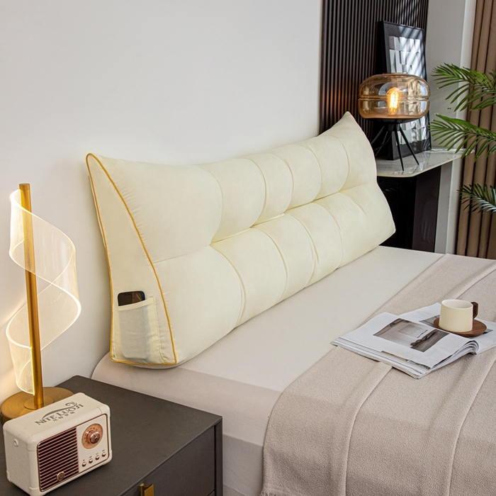 91家纺网 家纺一手货源 找家纺 沐沐家纺 2026新款纯色磨毛布三角靠垫不带头枕款 奶白