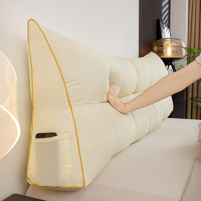 91家纺网 家纺一手货源 找家纺 沐沐家纺 2026新款纯色磨毛布三角靠垫不带头枕款 奶白