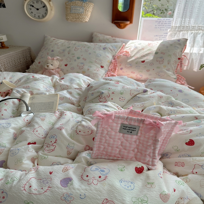 91家纺网 家纺一手货源 找家纺 （总）轻奢坊 2025新款卡通绑带款四件套