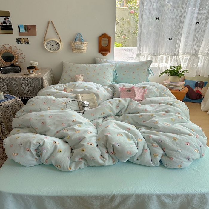 91家纺网 家纺一手货源 找家纺 轻奢坊 2025新款卡通绑带款四件套 绒毛摇滚