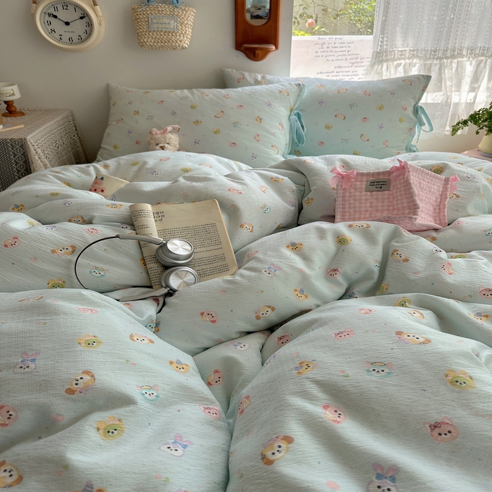 91家纺网 家纺一手货源 找家纺 轻奢坊 2025新款卡通绑带款四件套 绒毛摇滚