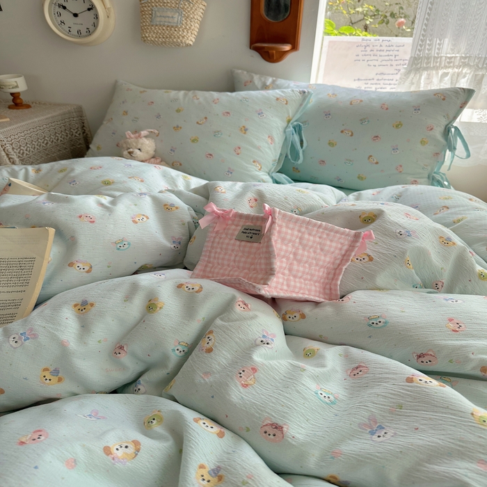 91家纺网 家纺一手货源 找家纺 轻奢坊 2025新款卡通绑带款四件套 绒毛摇滚