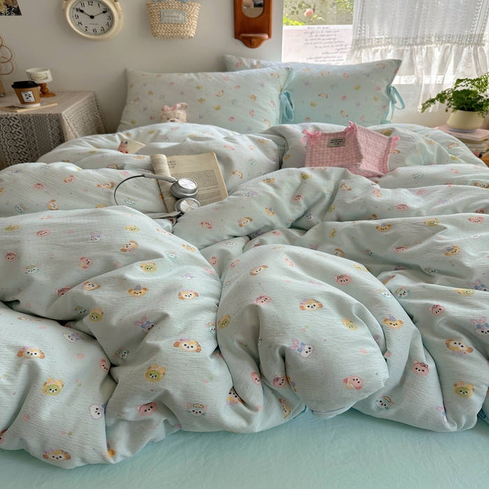 91家纺网 家纺一手货源 找家纺 轻奢坊 2025新款卡通绑带款四件套 绒毛摇滚