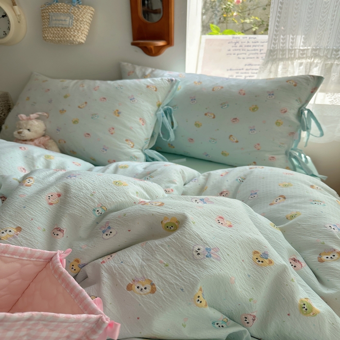 91家纺网 家纺一手货源 找家纺 轻奢坊 2025新款卡通绑带款四件套 绒毛摇滚