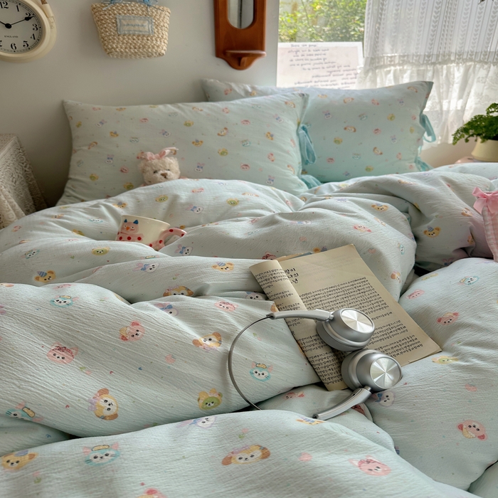 91家纺网 家纺一手货源 找家纺 轻奢坊 2025新款卡通绑带款四件套 绒毛摇滚