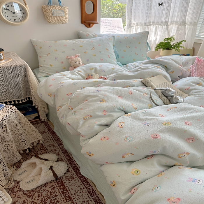 91家纺网 家纺一手货源 找家纺 轻奢坊 2025新款卡通绑带款四件套 绒毛摇滚