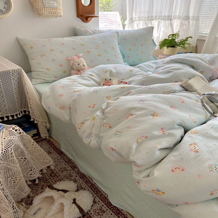 91家纺网 家纺一手货源 找家纺 轻奢坊 2025新款卡通绑带款四件套 绒毛摇滚