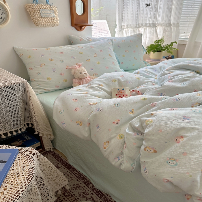 91家纺网 家纺一手货源 找家纺 轻奢坊 2025新款卡通绑带款四件套 绒毛摇滚