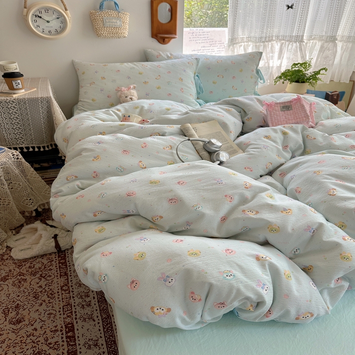 91家纺网 家纺一手货源 找家纺 轻奢坊 2025新款卡通绑带款四件套 绒毛摇滚