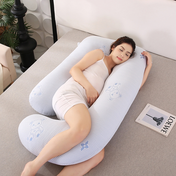 91家纺网 家纺一手货源 找家纺 永光家居 2025新款孕妇枕头G型 靠垫抱枕孕期床头靠枕（不供多多） G型凉感蓝