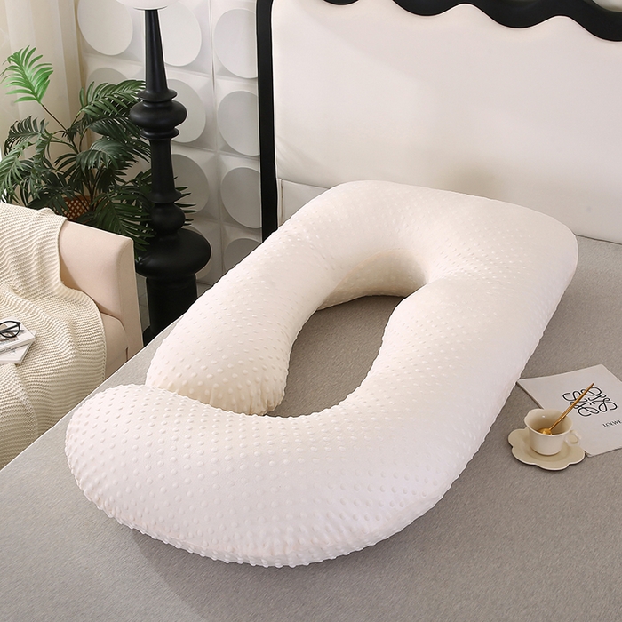 91家纺网 家纺一手货源 找家纺 永光家居 2025新款孕妇枕头G型 靠垫抱枕孕期床头靠枕（不供多多） G型绒豆豆白