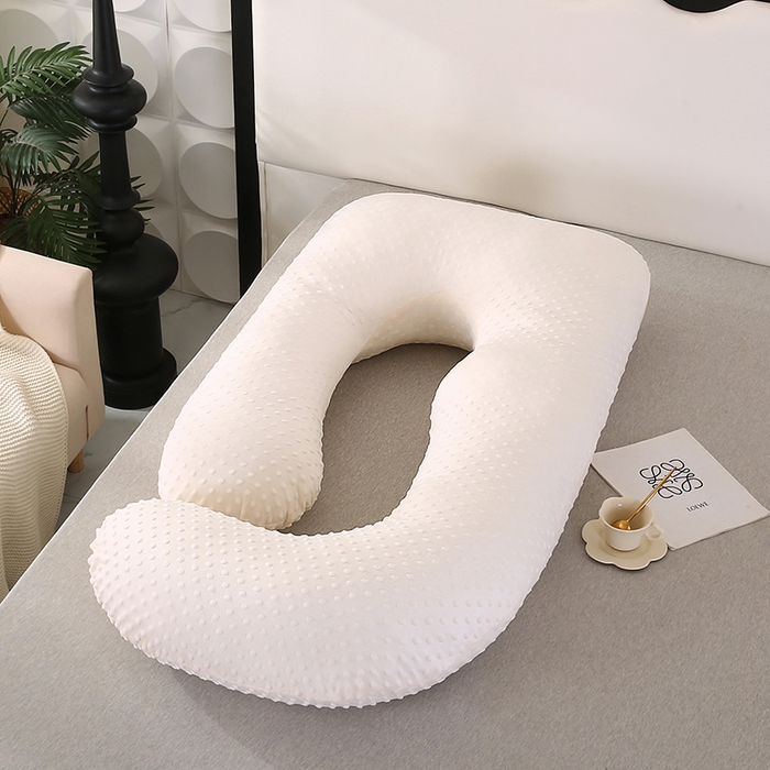 91家纺网 家纺一手货源 找家纺 永光家居 2025新款孕妇枕头G型 靠垫抱枕孕期床头靠枕（不供多多） G型绒豆豆白