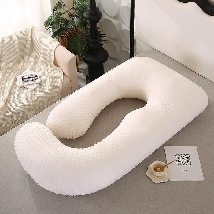 91家纺网 家纺一手货源 找家纺 永光家居 2025新款孕妇枕头G型 靠垫抱枕孕期床头靠枕（不供多多） G型绒豆豆白