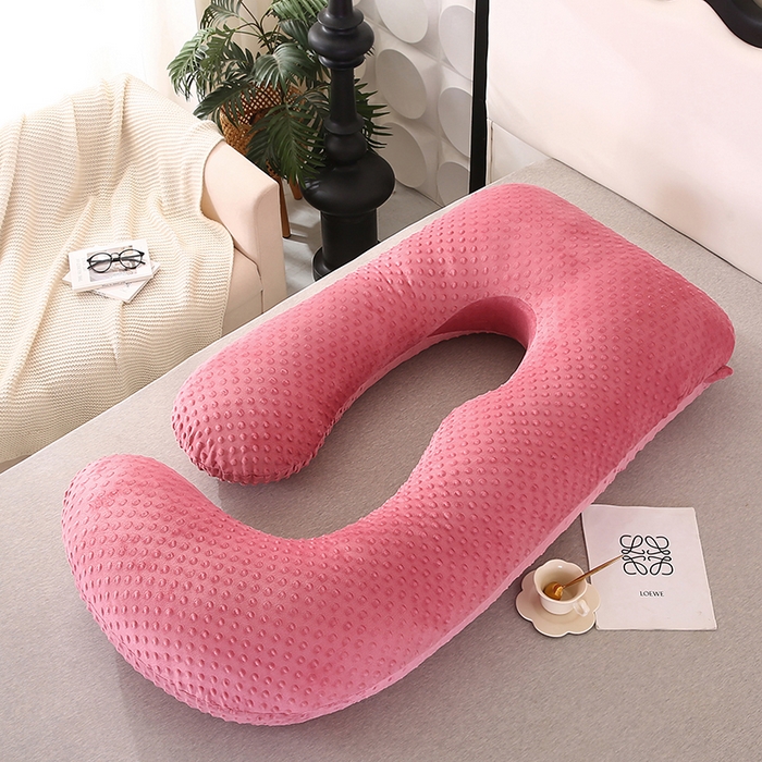 91家纺网 家纺一手货源 找家纺 永光家居 2025新款孕妇枕头G型 靠垫抱枕孕期床头靠枕（不供多多） G型绒豆豆红