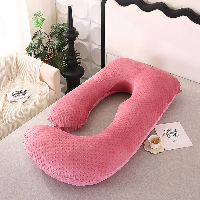 91家纺网 家纺一手货源 找家纺 永光家居 2025新款孕妇枕头G型 靠垫抱枕孕期床头靠枕（不供多多） G型绒豆豆红