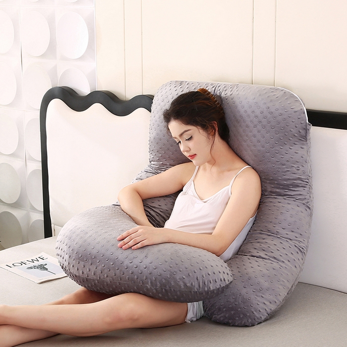 91家纺网 家纺一手货源 找家纺 永光家居 2025新款孕妇枕头G型 靠垫抱枕孕期床头靠枕（不供多多） G型绒豆豆灰