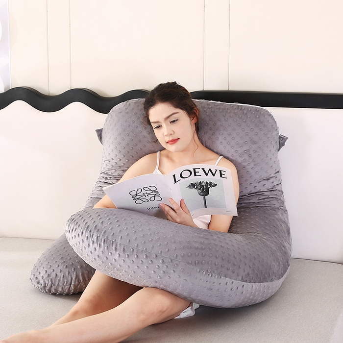 91家纺网 家纺一手货源 找家纺 永光家居 2025新款孕妇枕头G型 靠垫抱枕孕期床头靠枕（不供多多） G型绒豆豆灰