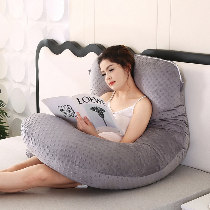 91家纺网 家纺一手货源 找家纺 永光家居 2025新款孕妇枕头G型 靠垫抱枕孕期床头靠枕（不供多多） G型绒豆豆灰